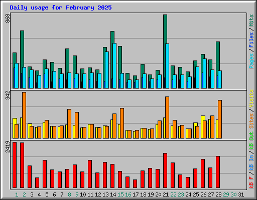 Daily usage for February 2025