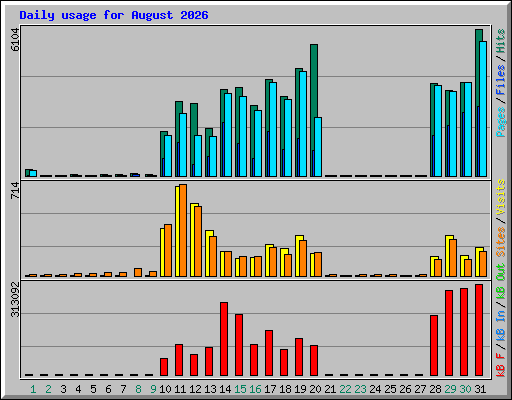 Daily usage for August 2026